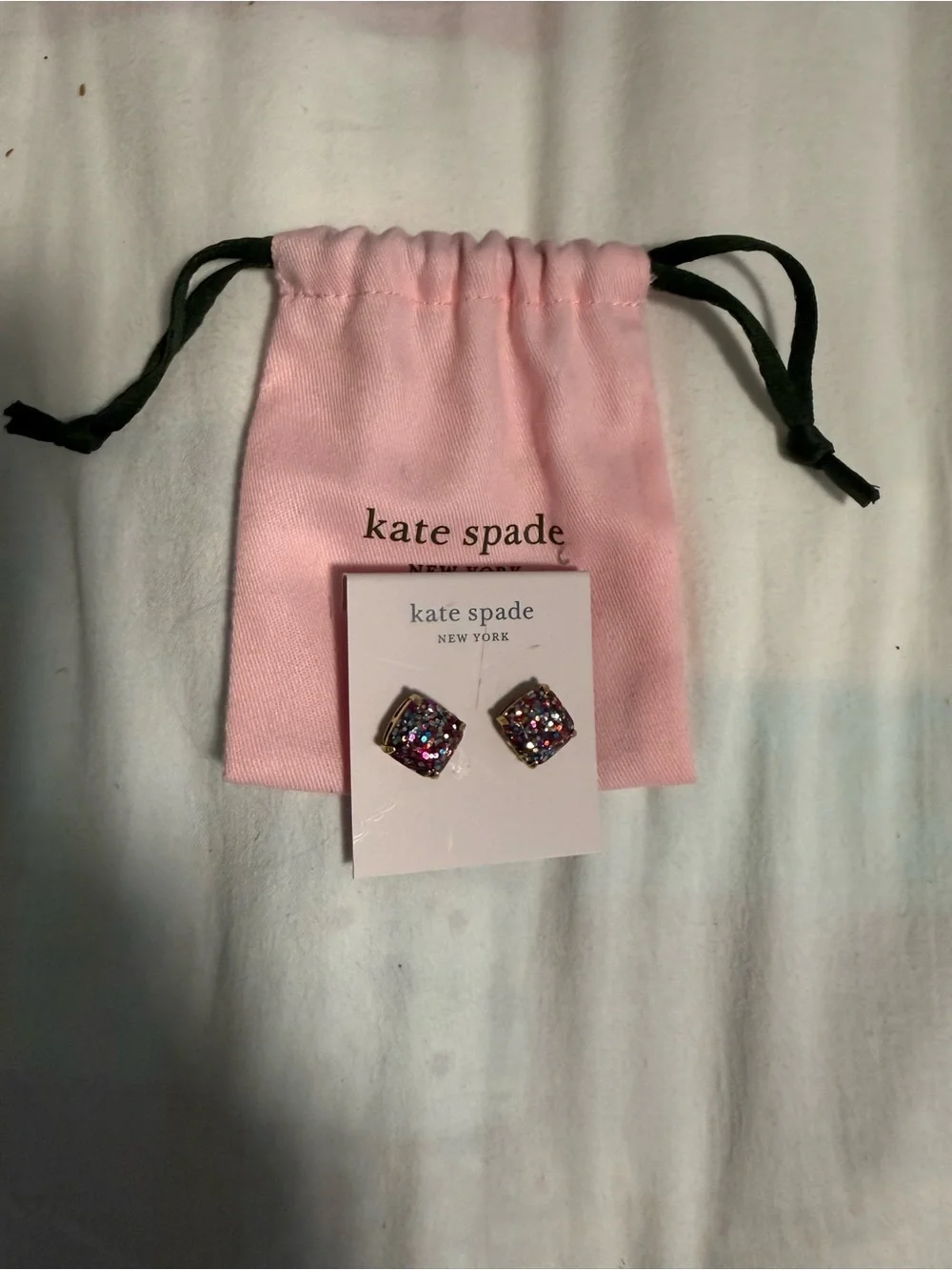 kate spade multicolor glitter stud earrings with dust bag! NWT